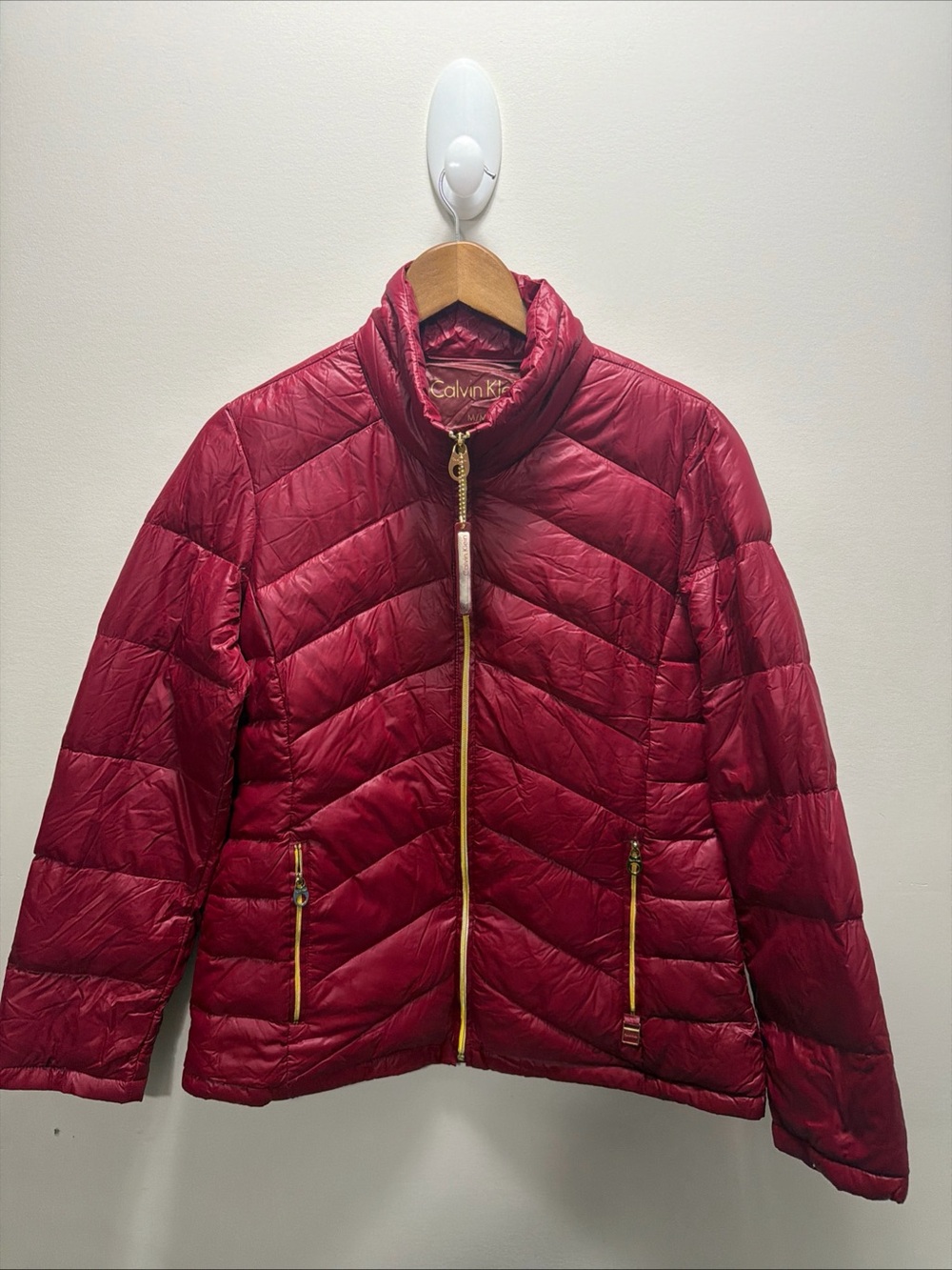 Calvin Klein PremiumWomen’s Burgundy Quilted Packable Puffer Jacket Size M 26x22